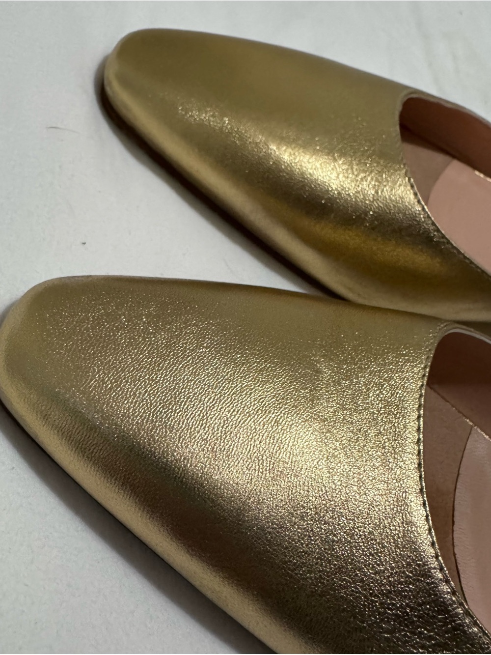 J. Crew Metallic Gold Pointed-Toe Slip-On Mules, Flats, Made in Italy - Picture 7 of 8
